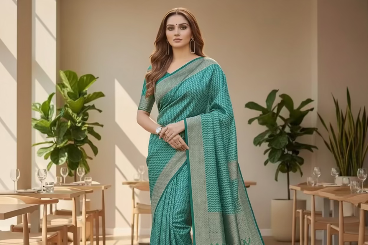 Green Striped Silk Saree