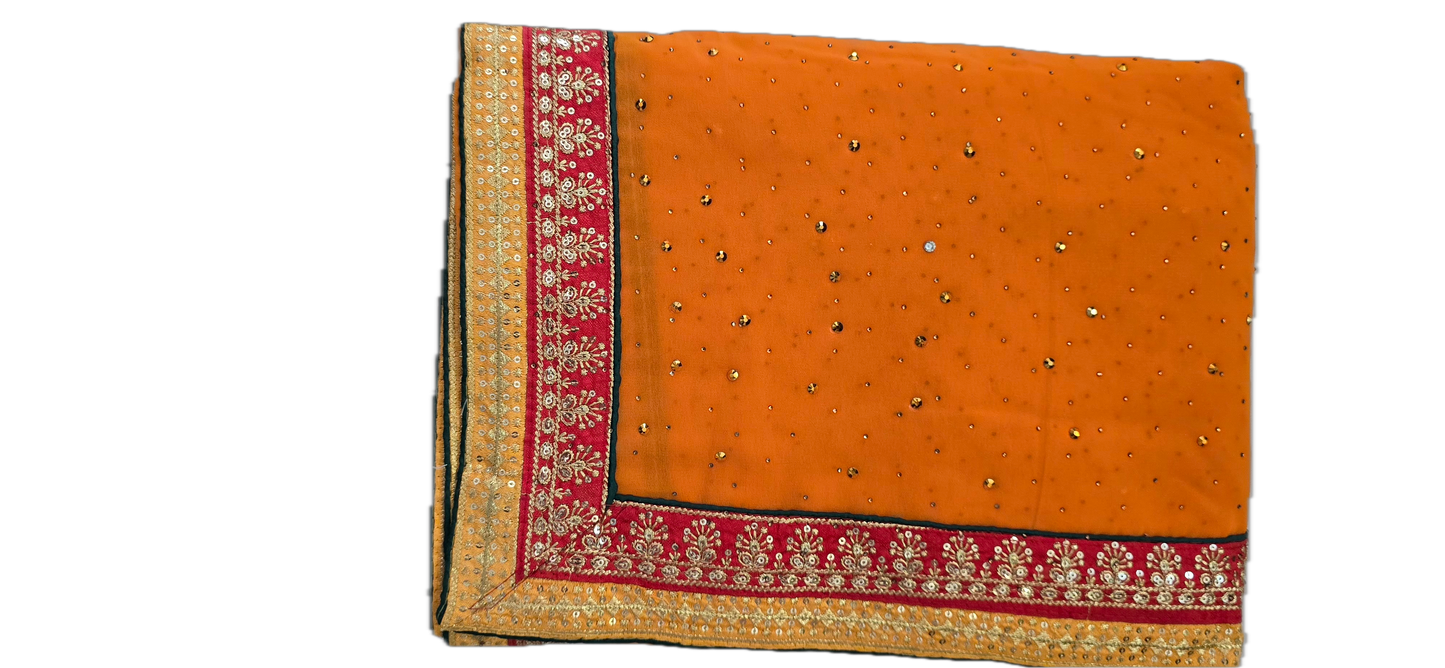 Mustard saree with lace border