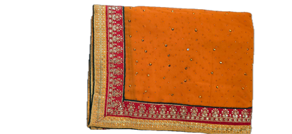 Mustard saree with lace border