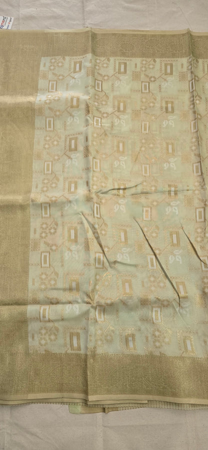 Olivet green  Linen saree