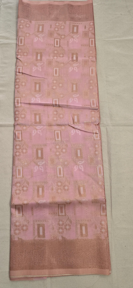 Orange Linen saree