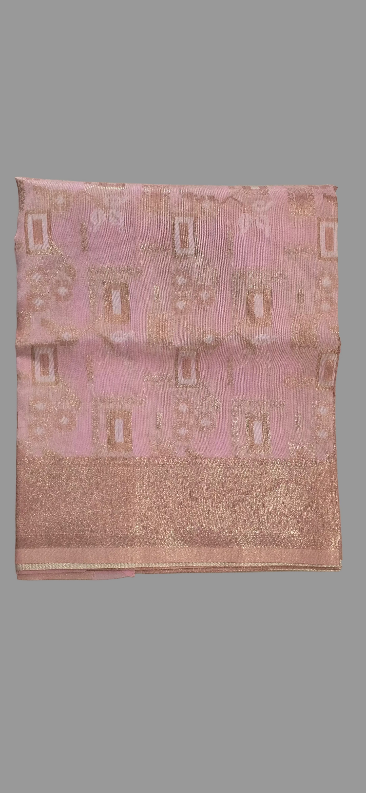 Pink Block Linen Saree