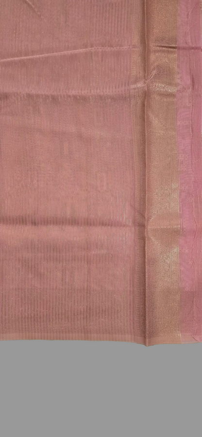 Pink Block Linen Saree
