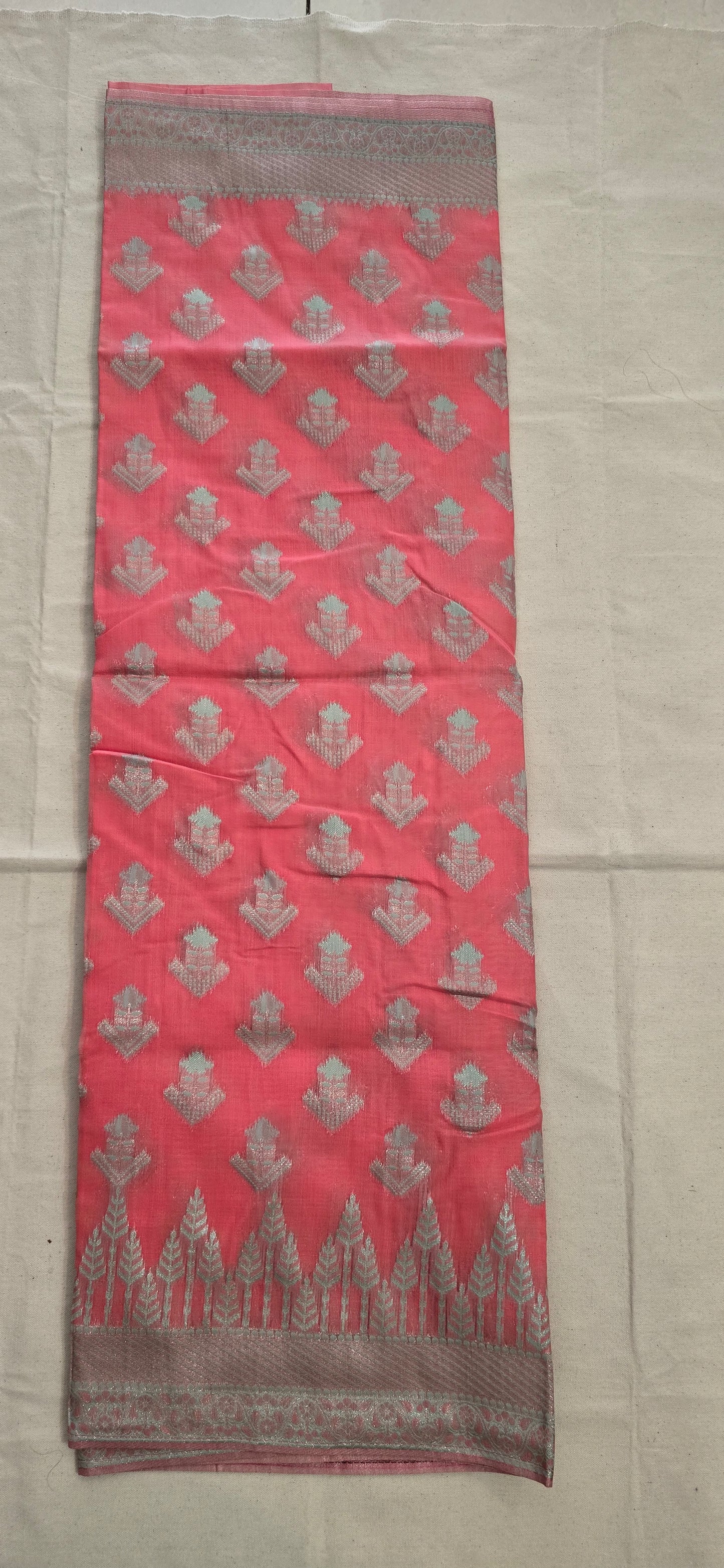Pink linen saree