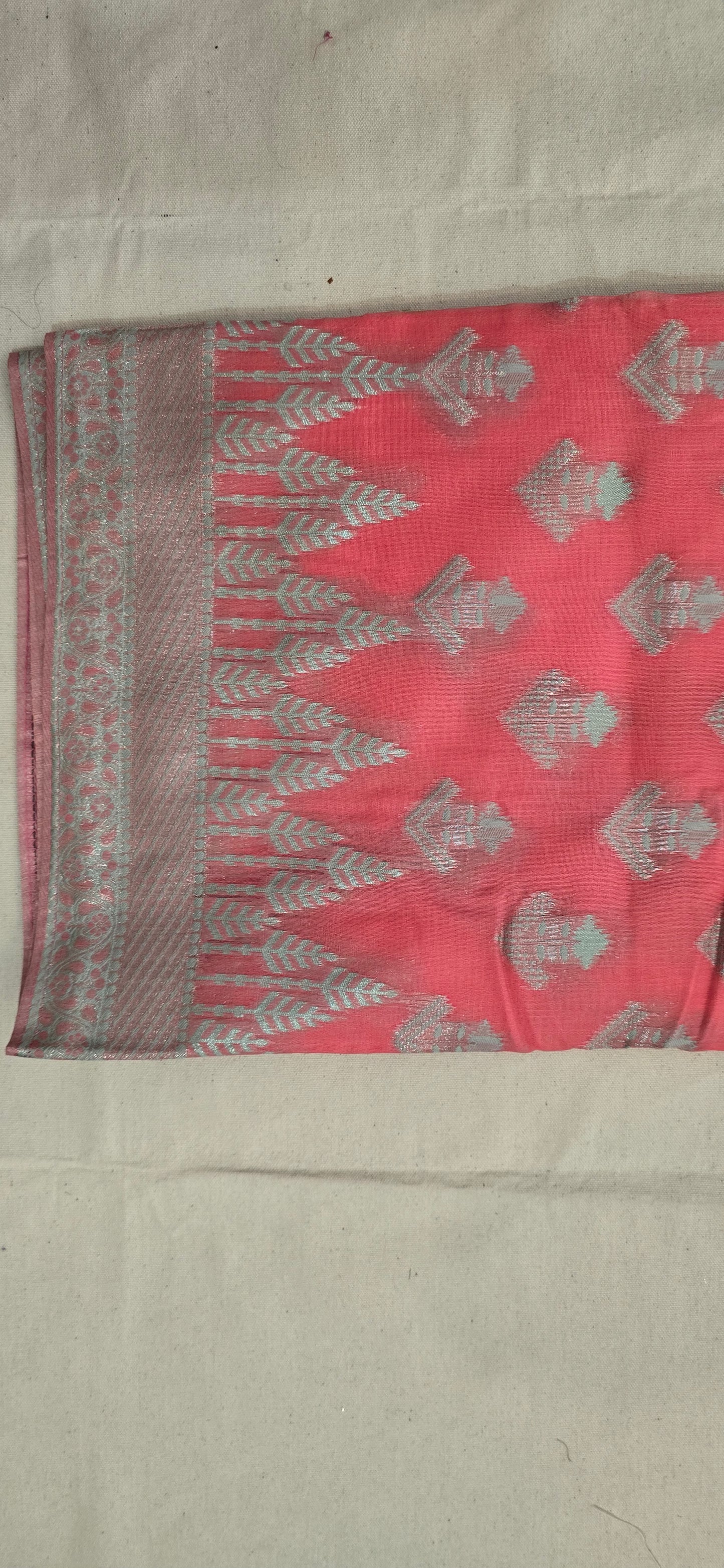 Pink linen saree