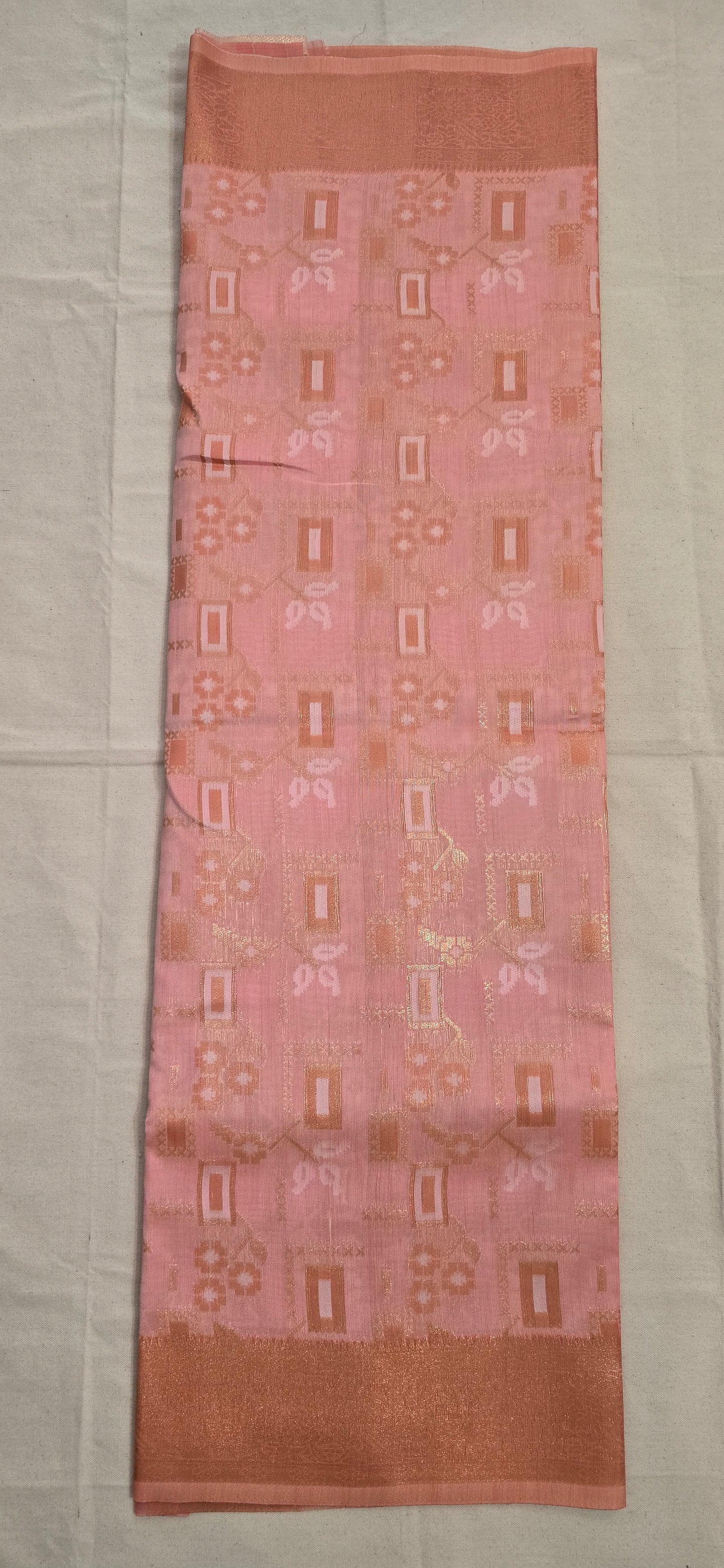 Orange Linen saree