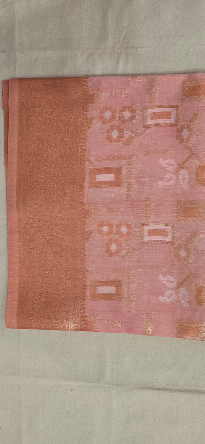 Orange Linen saree
