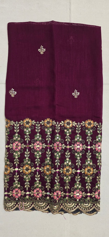 Lavender Georgette Saree with embroidered blouse