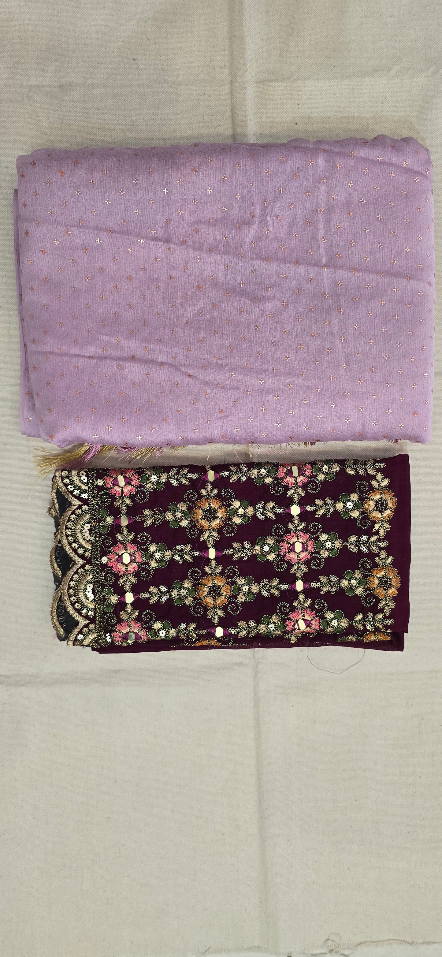Lavender Georgette Saree with embroidered blouse