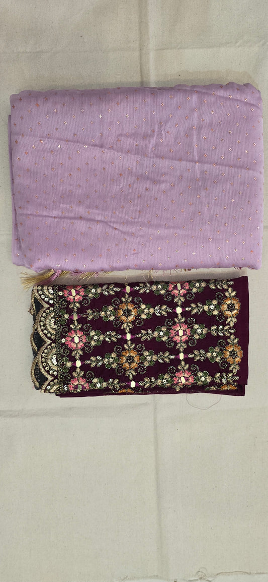 Lavender Georgette Saree with embroidered blouse