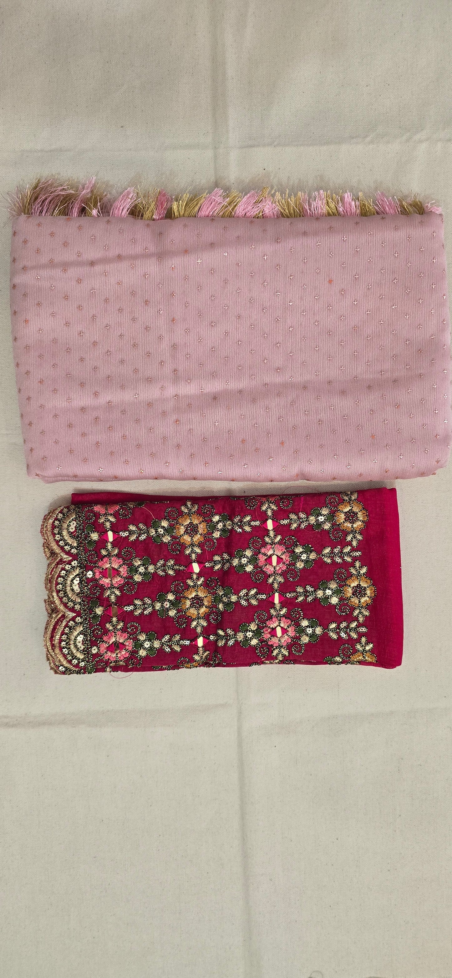 Pink Georgette Saree with embroidered blouse