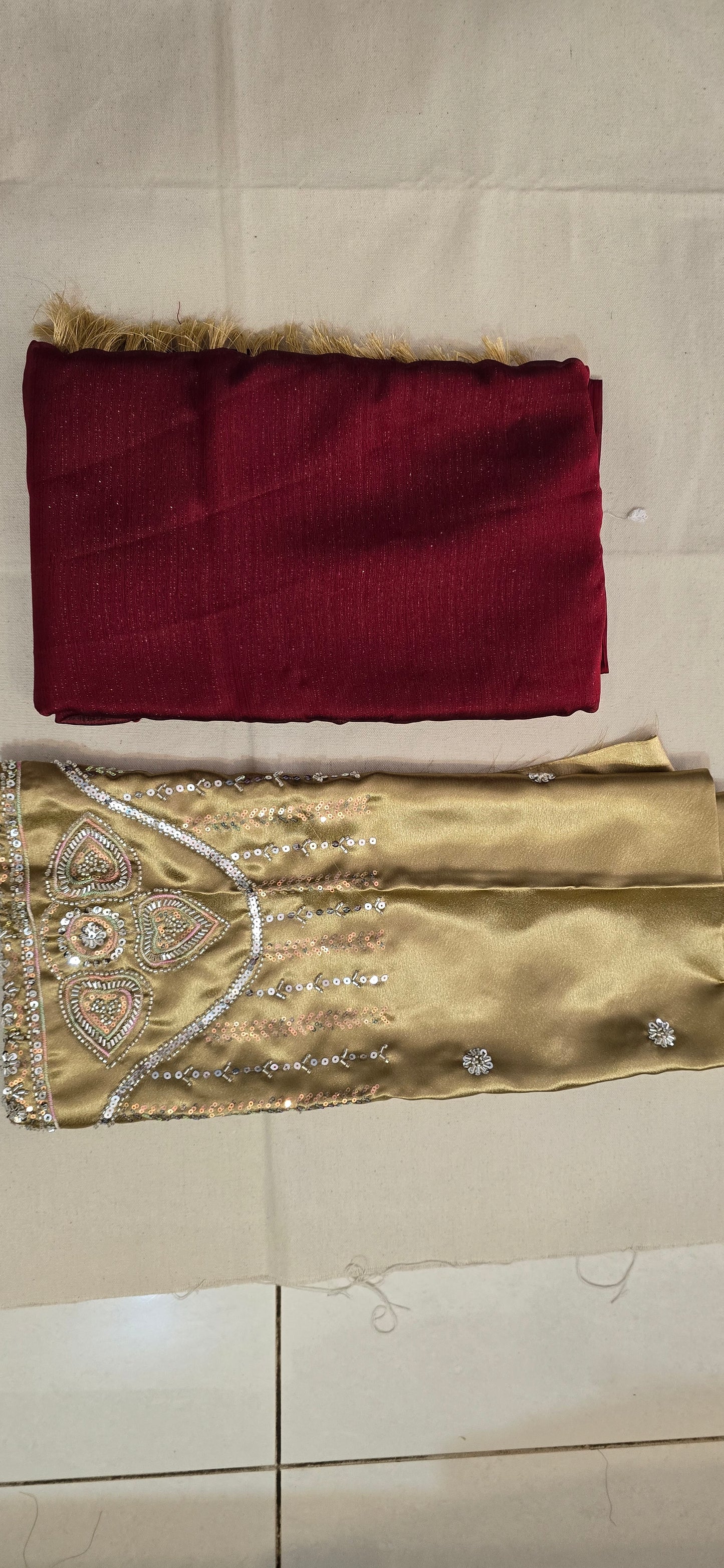 Maroon georgette with magam work blouse