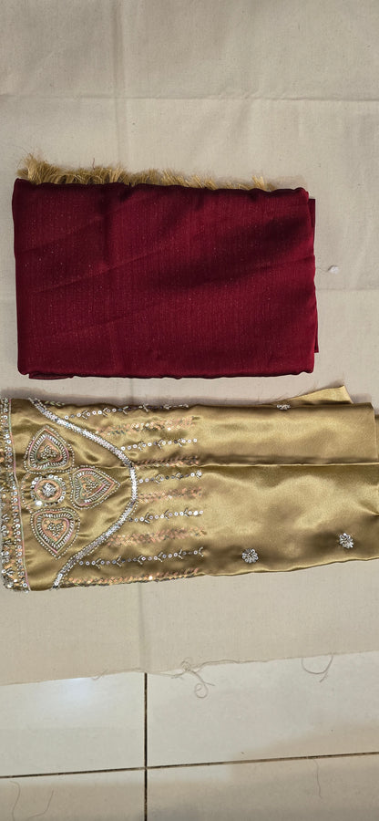 Maroon georgette with magam work blouse