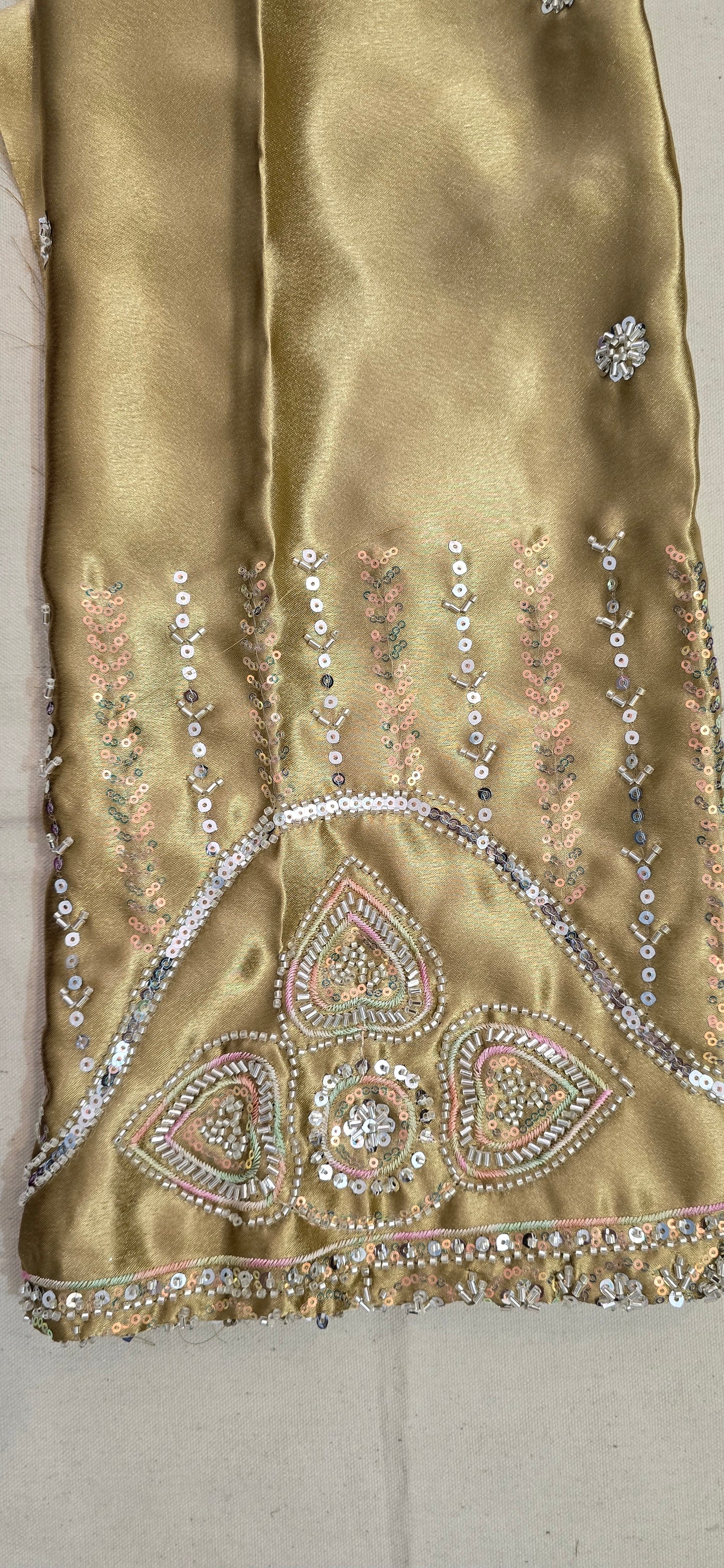 Teal Green georgette with magam work blouse