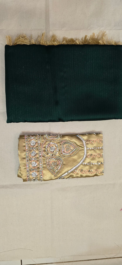 Dark green georgette with magam work blouse