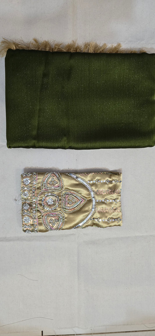 Mehendi Green georgette with magam work blouse