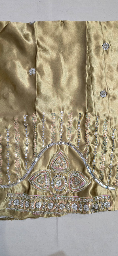 Mehendi Green georgette with magam work blouse