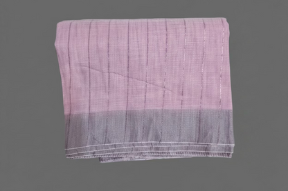 Pink Striped linen Saree