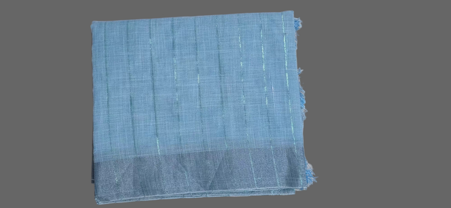 Blue Striped linen Saree