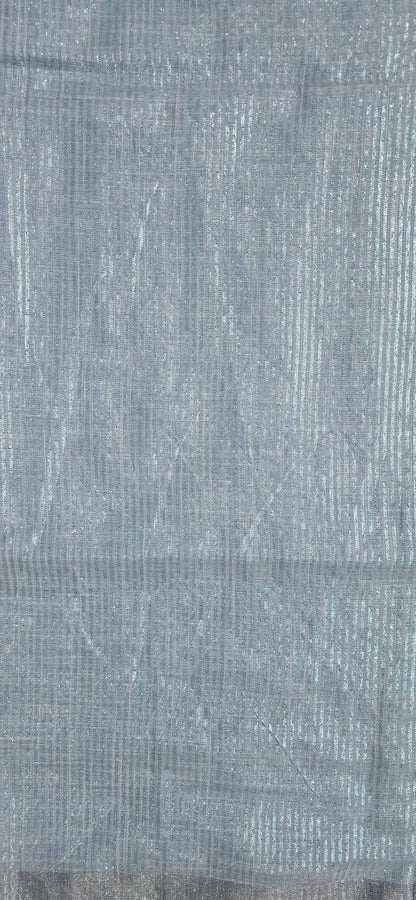 Blue Striped linen Saree