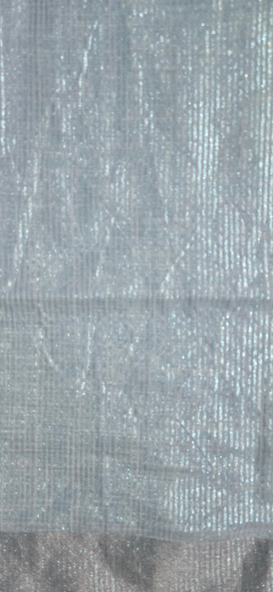 Grey Striped Linen Saree