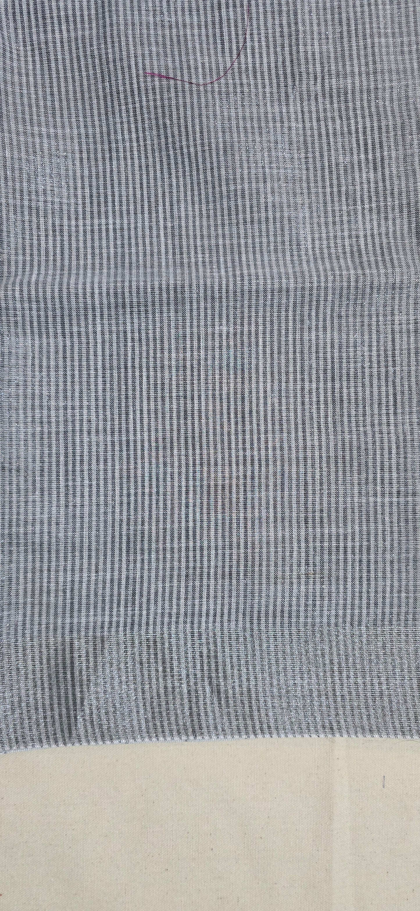 Grey Striped Linen Saree