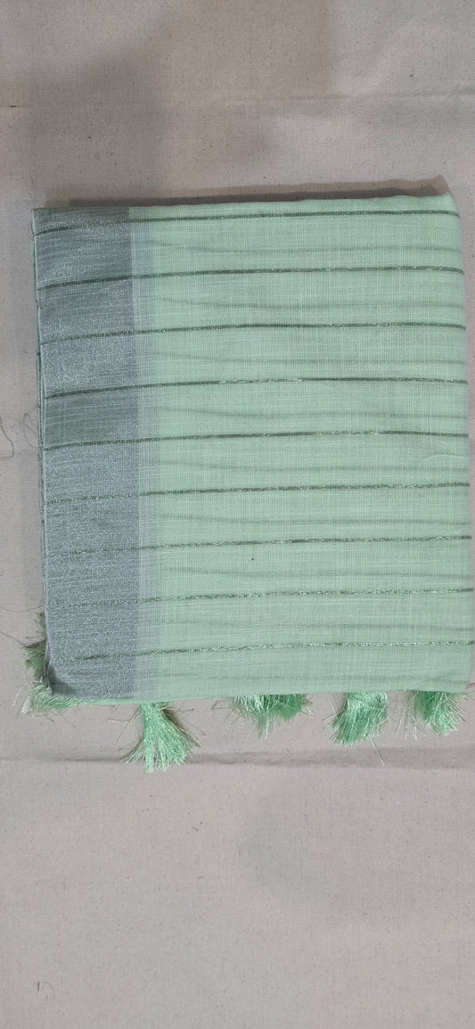 Green Striped Linen Saree