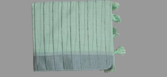 Green Striped Linen Saree