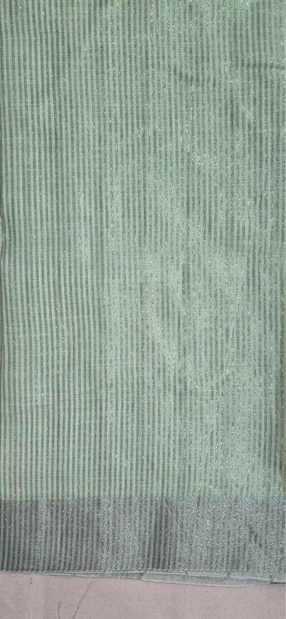 Green Striped Linen Saree