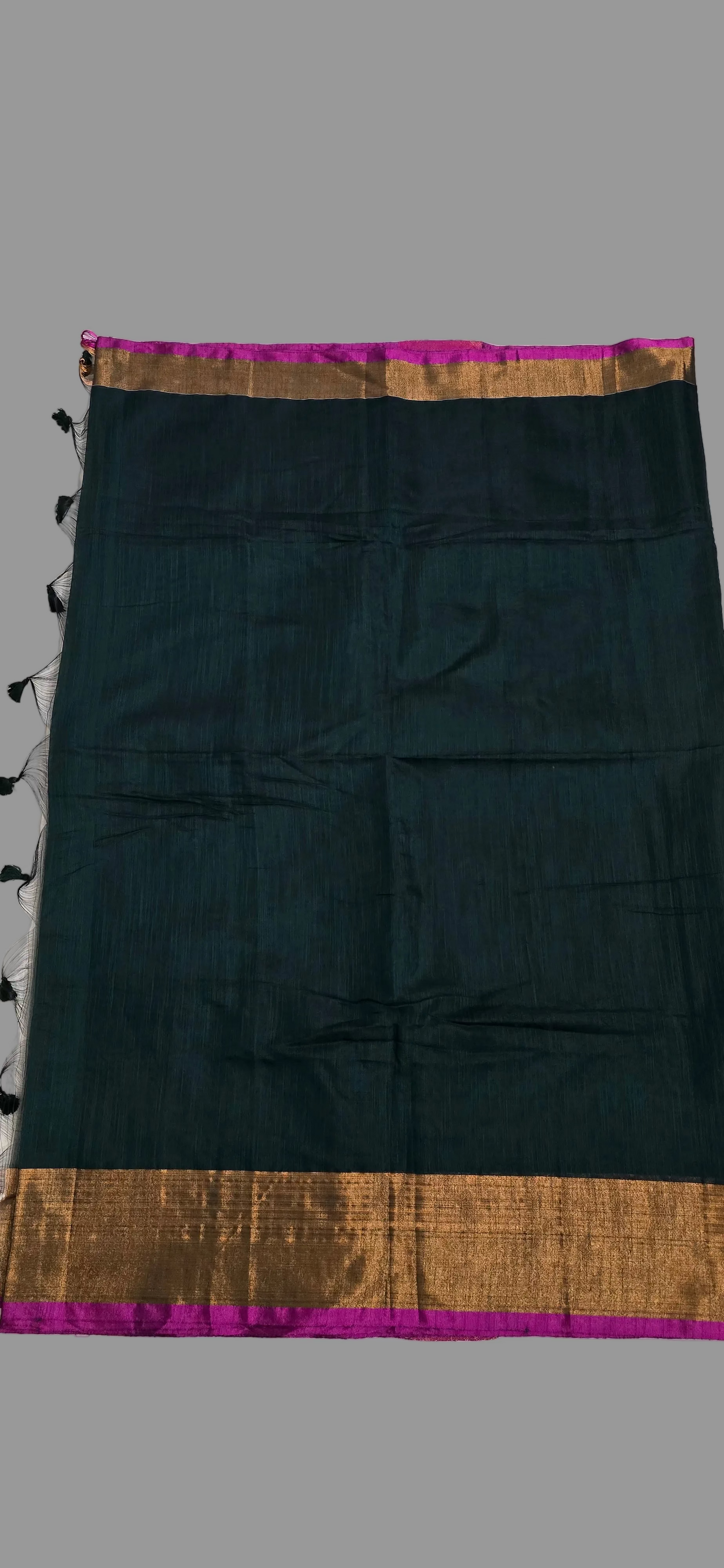 Green and Copper Khadi Cotton Saree