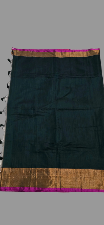 Green and Copper Khadi Cotton Saree