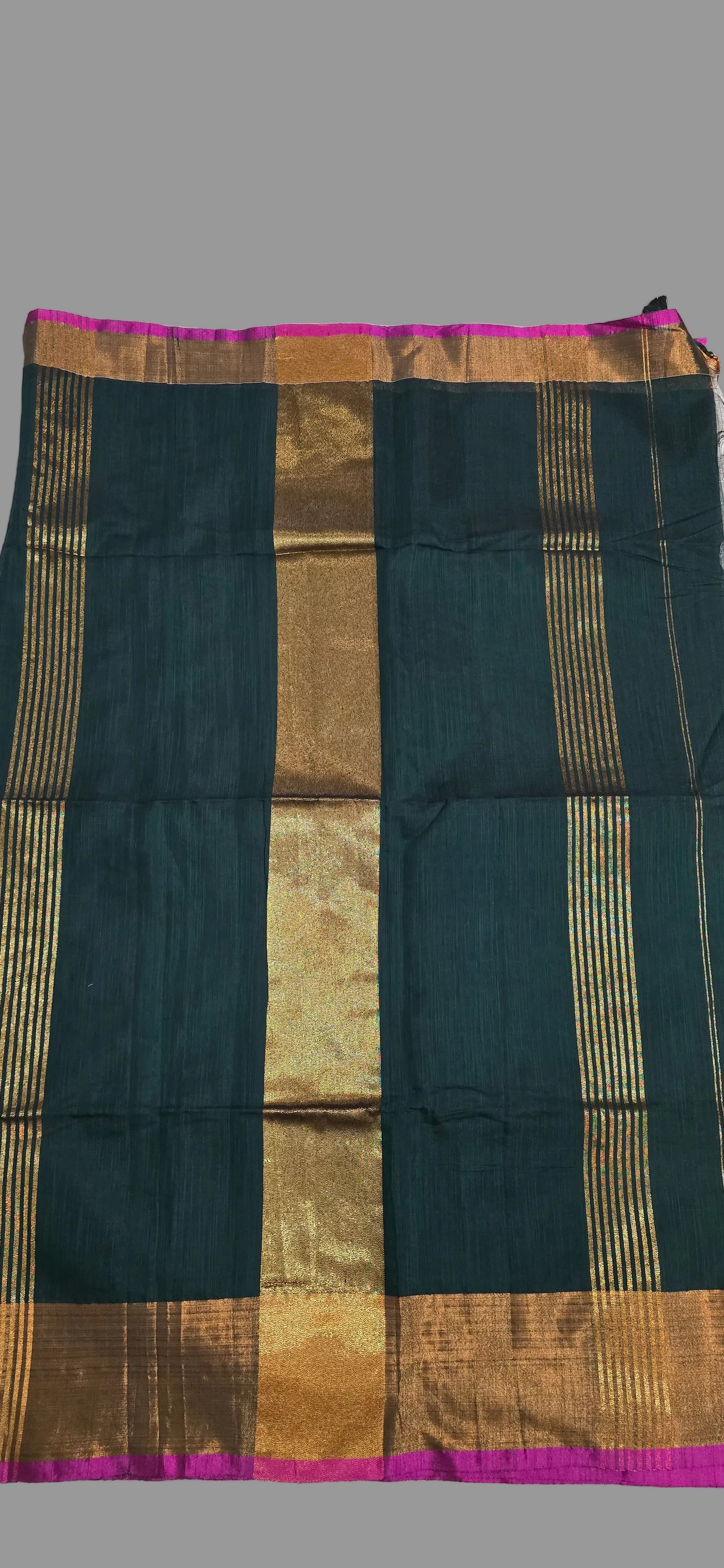 Green and Copper Khadi Cotton Saree