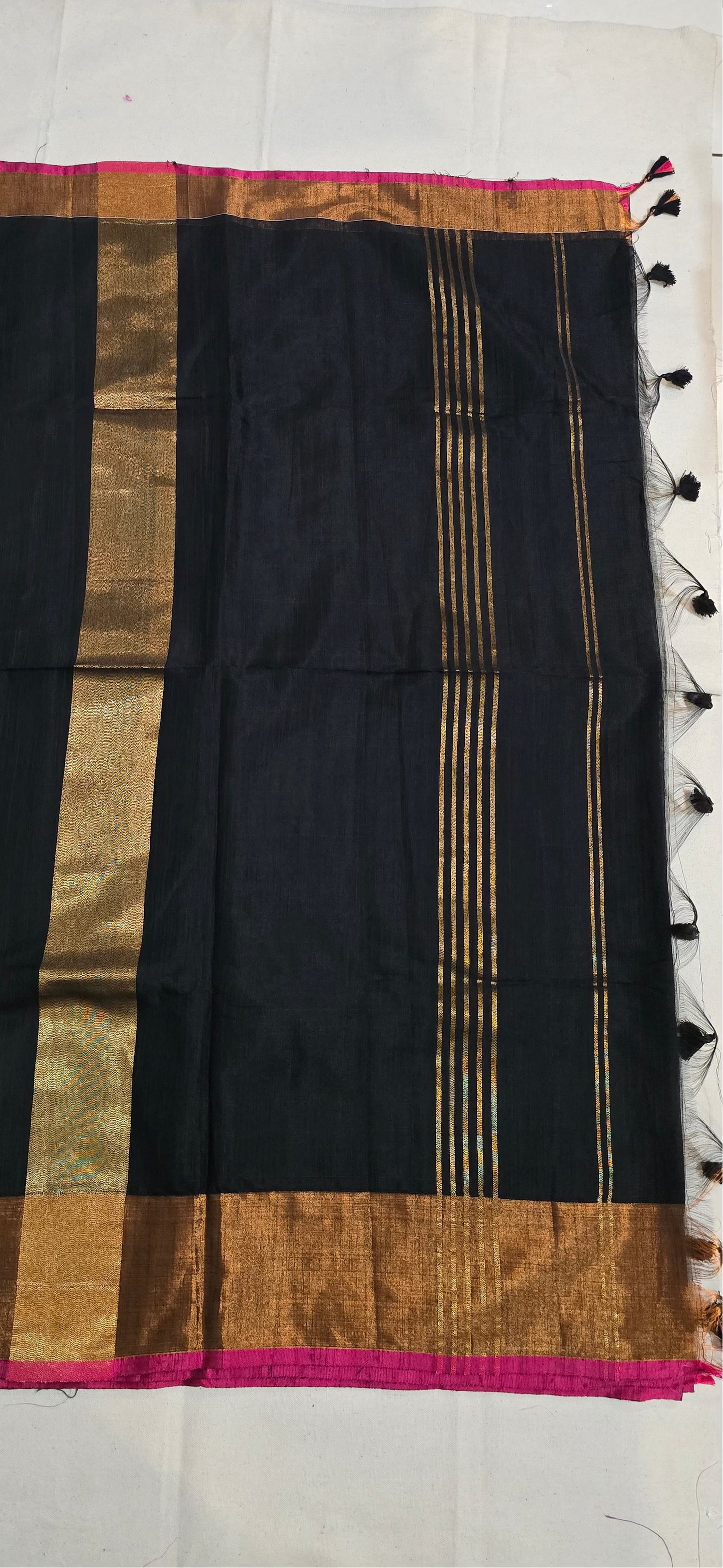 Black and Copper Khadi Cotton Saree