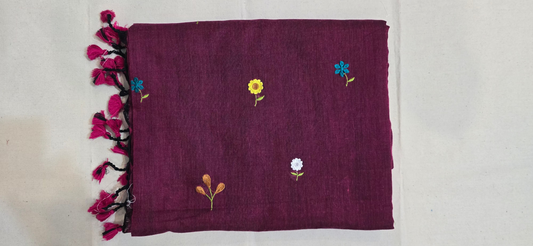 Wine Khadi Cotton Saree