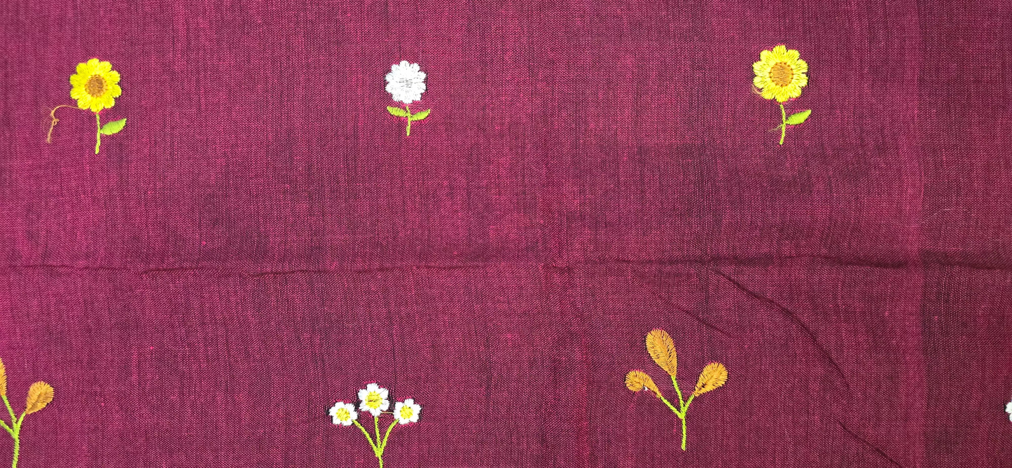 Wine Khadi Cotton Saree
