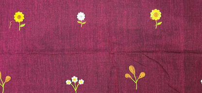 Wine Khadi Cotton Saree