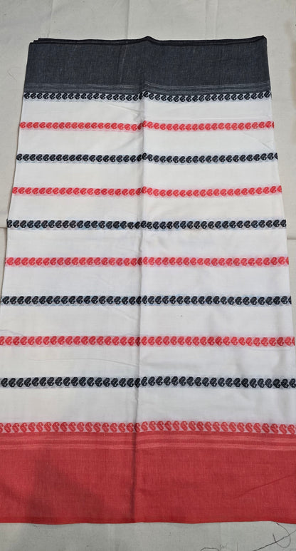 Checks Red black border Saree