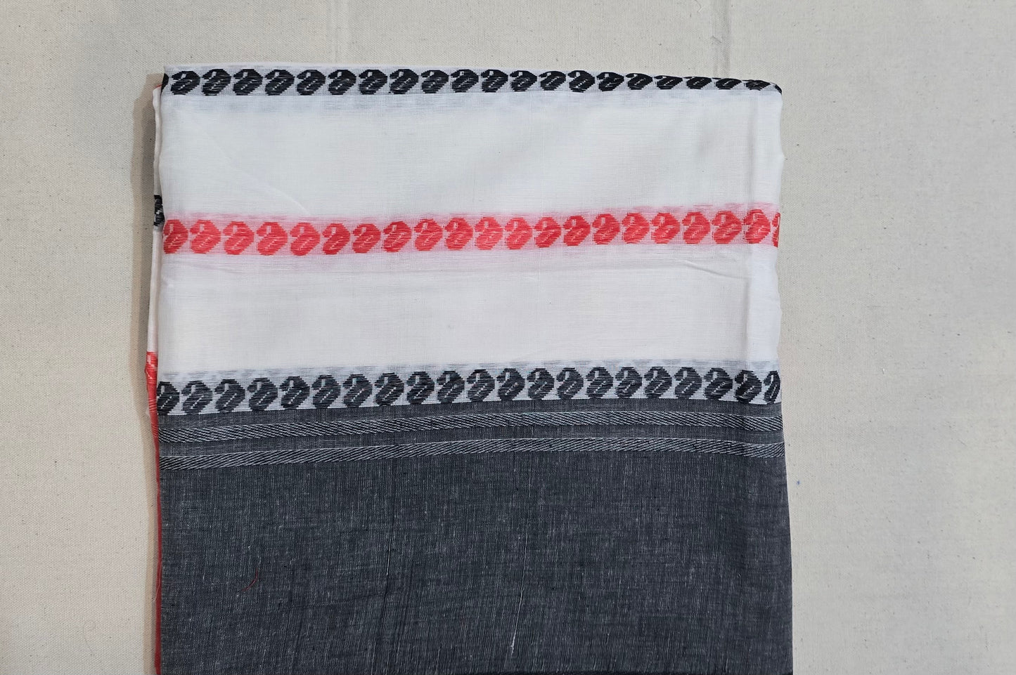 Checks Red black border Saree