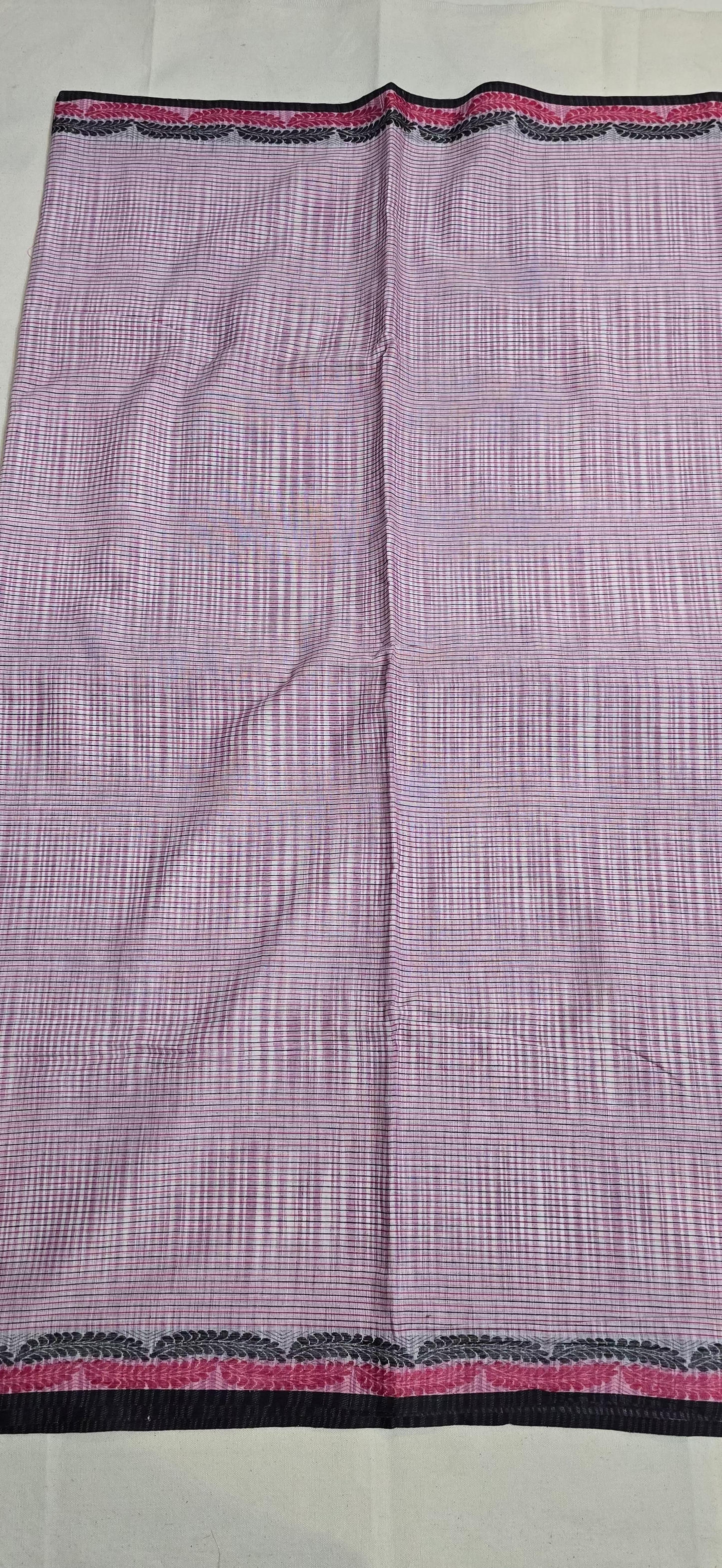 Pink Checks Cotton Saree