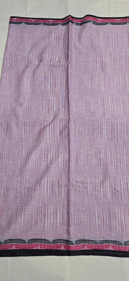 Pink Checks Cotton Saree