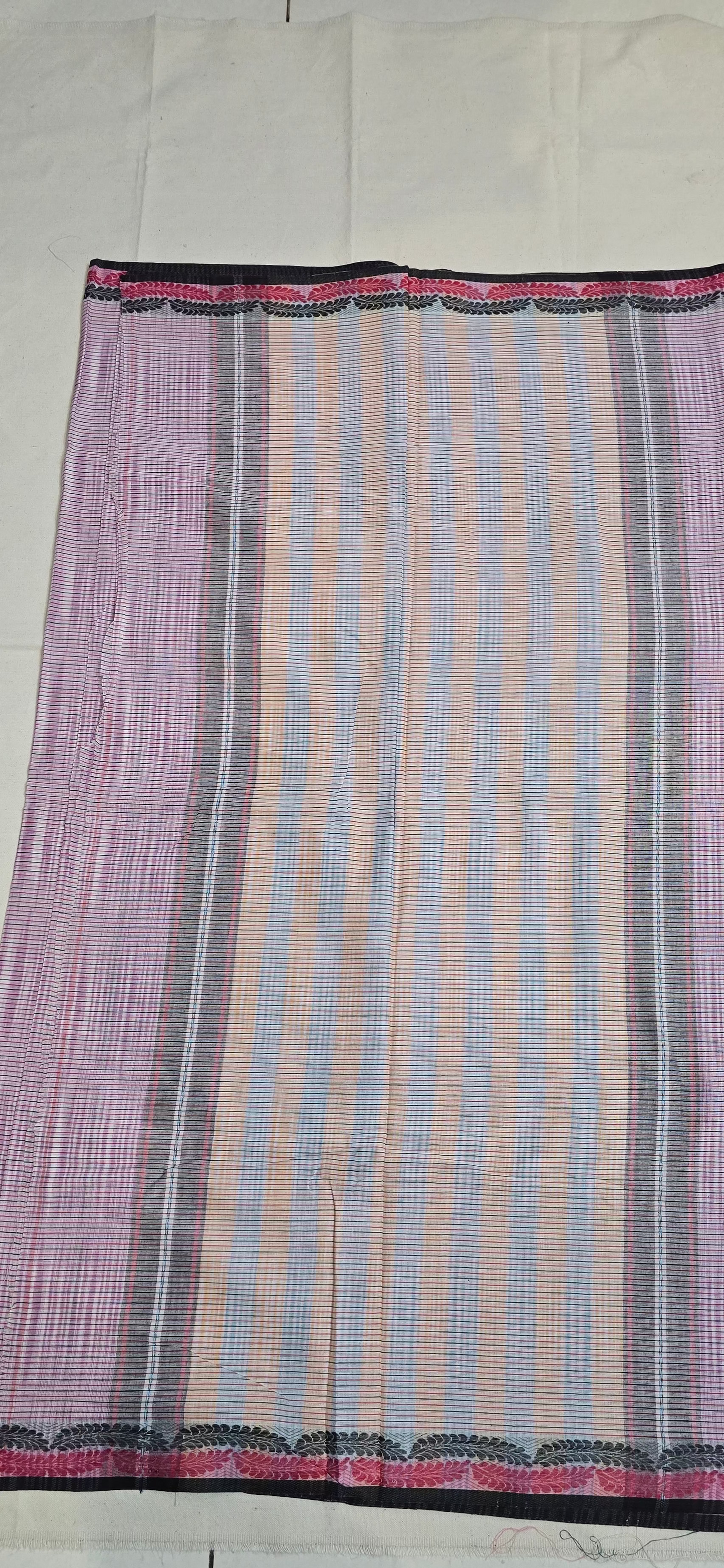 Pink Checks Cotton Saree