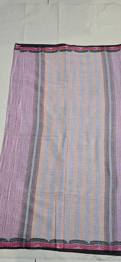 Pink Checks Cotton Saree