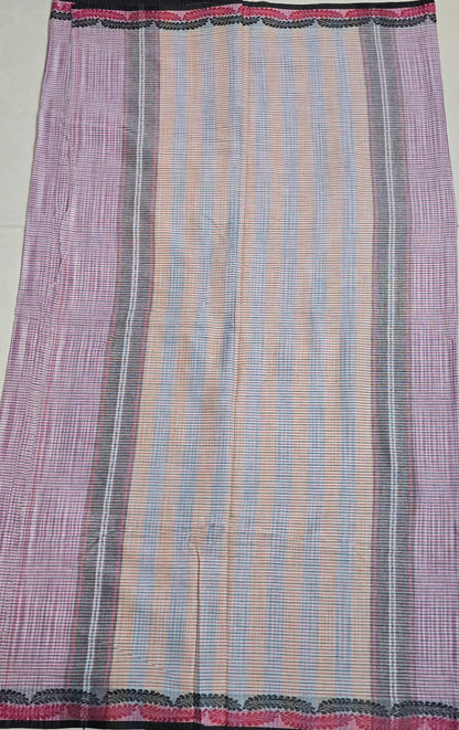 Pink Checks Cotton Saree