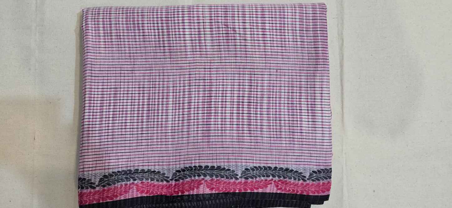 Pink Checks Cotton Saree