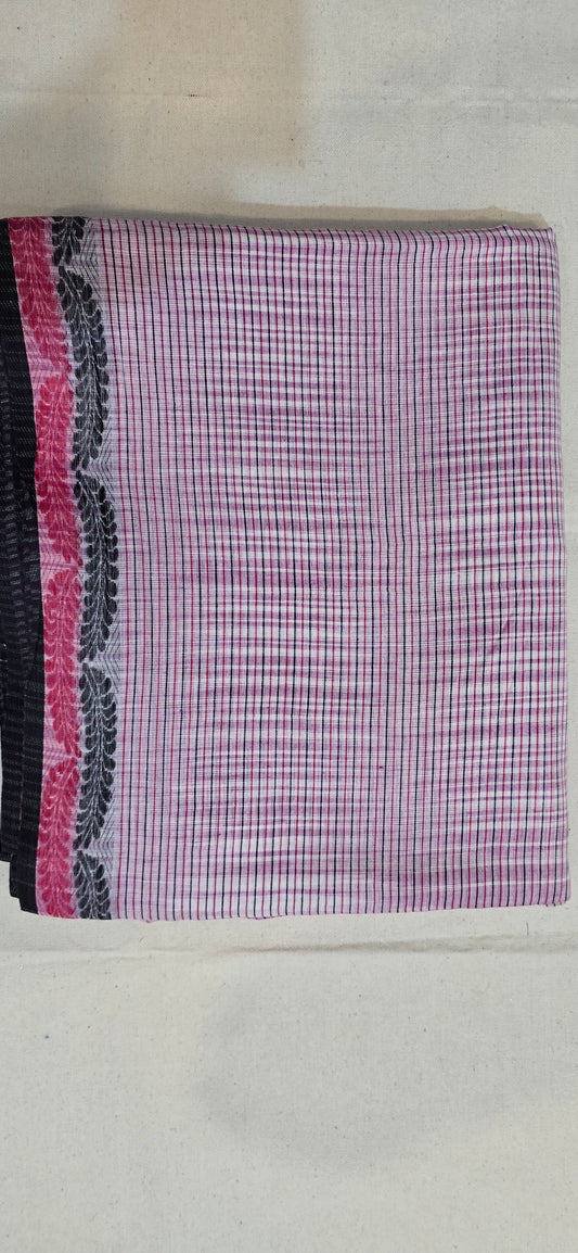 Pink Checks Cotton Saree