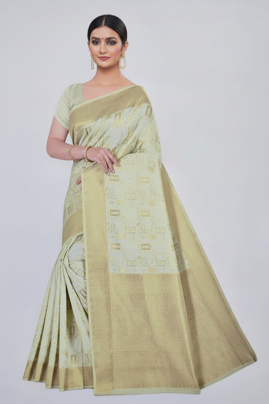 Olive green  Linen saree