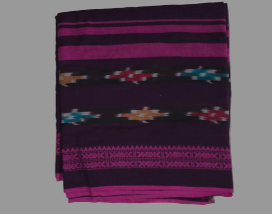 Brown and Pink ikat Dhoniakhali Saree
