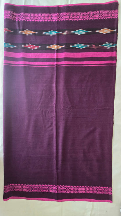 Brown and Pink ikat Dhoniakhali Saree