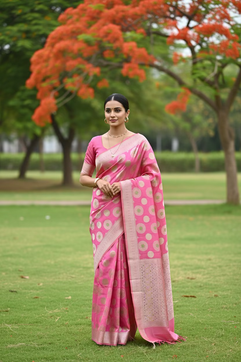 Pink Rapier silk Saree
