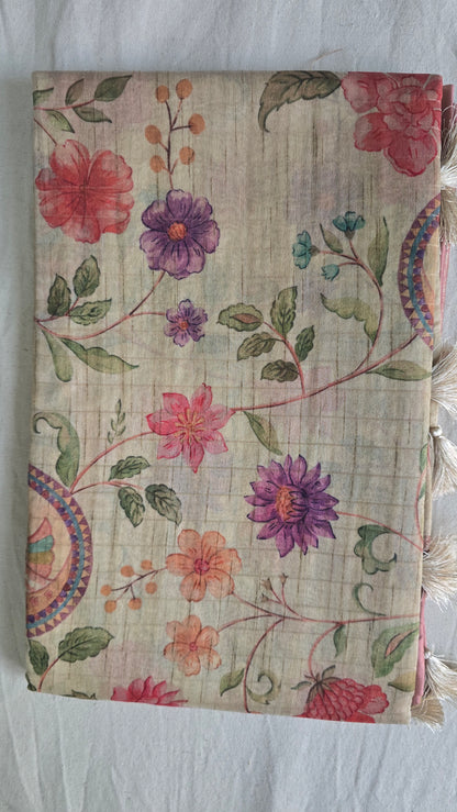 Beige Kalamkaari Saree
